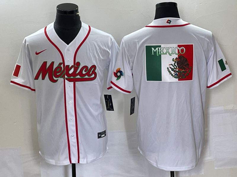 Men 2023 World Cub Mexico Blank White Nike MLB Jersey10